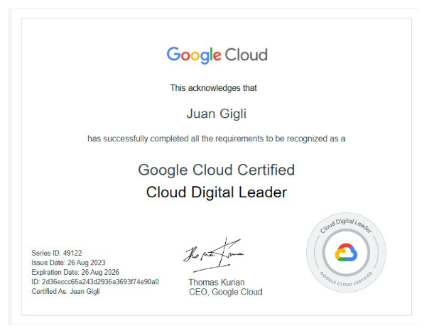 Google Cloud Digital Leader certification